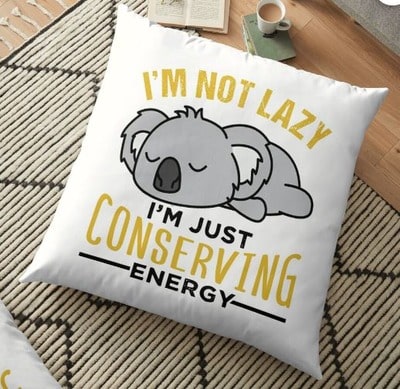 Conserving Energy Koala Floor Pillow