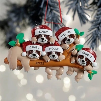 Sloth Family Personalized Ornament