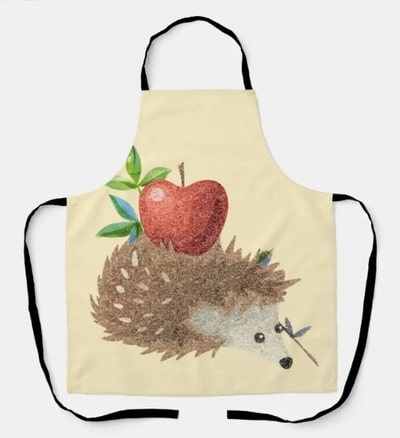 Fiercely Cute Hedgehog with Apple Apron