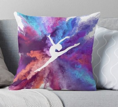 Gymnast Rainbow Explosion Throw Pillow