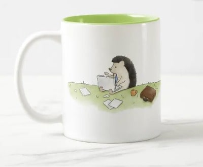Hedgehog with Computer Double-Sided Two-Tone Coffee Mug