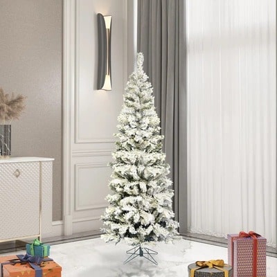 7.5 ft. Flocked Pencil Christmas Tree Unlit
