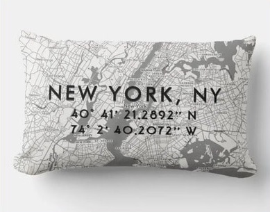 New York City Custom Map Lumbar Pillow