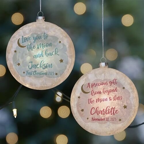 Personalized Lightable Moon Frosted Glass Ornament