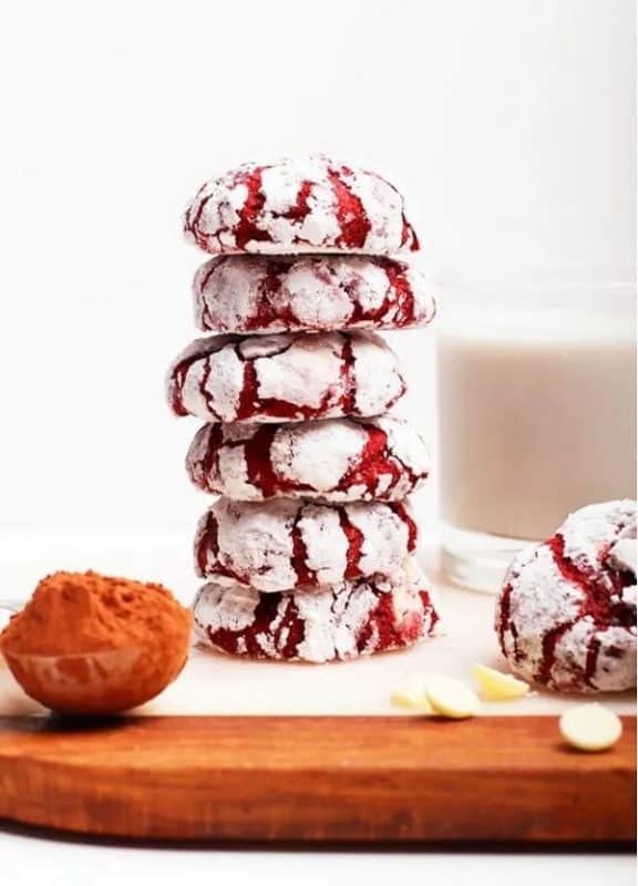 Red Velvet Crinkle Cookies - Vegan Christmas Cookie Recipes