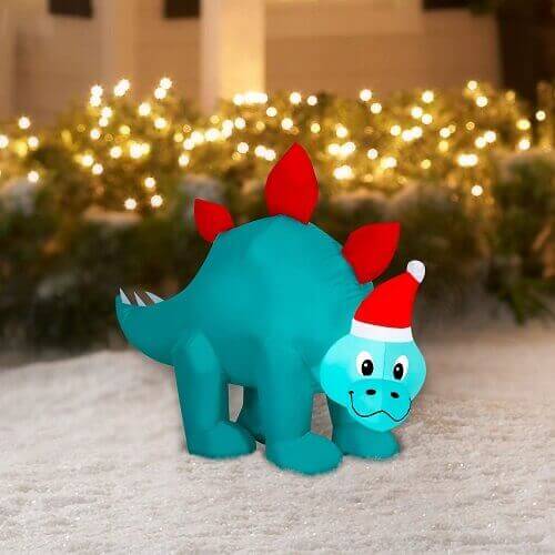 3.5 Foot Stegosaurus with Santa Hat Christmas Inflatable