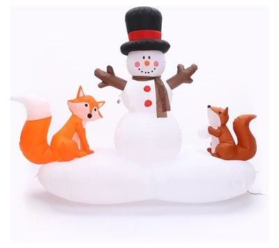 6' Snowman with Woodland Friends Inflatable