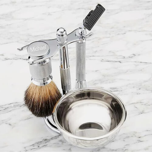 Personalized Stainless Steel Shaving Set