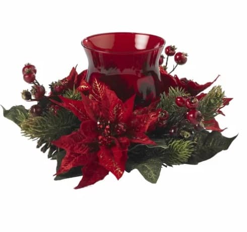 Poinsettia and Berry Centerpiece