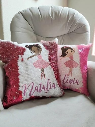 Personalized Ballerina Sequin Pillow
