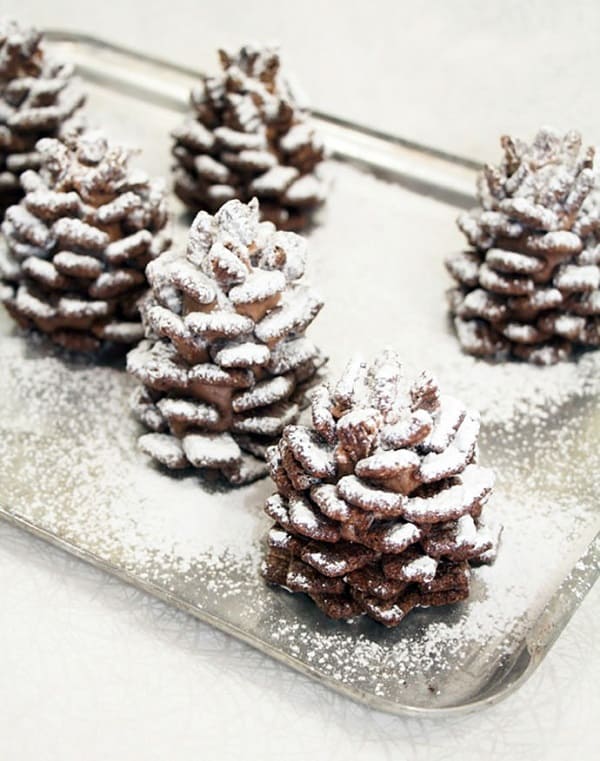 Snowy Chocolate Pine Cones