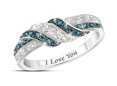 Personalized Blue And White Diamond Ring