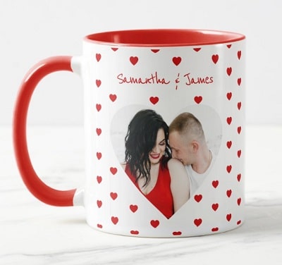 Personalized Heart Photo Coffee Mug For Couples
