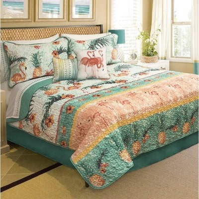 5 Piece Coastal Flamingo Comforter Set