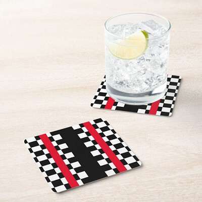 Black White Formula 1 Checkered Flags Coaster