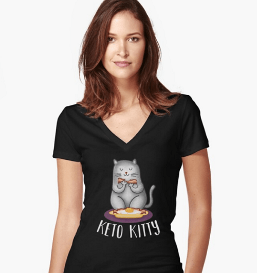 Keto Kitty Fitted V-Neck T-Shirt