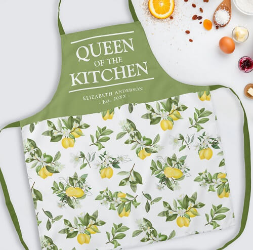 Lemon Pattern Queen of the Kitchen Personalized Apron