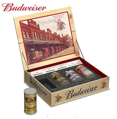 Budweiser Miniature Replica Can Set With Display