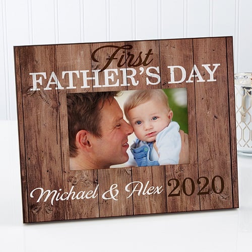 First Father's Day Personalized Rustic Picture Frame