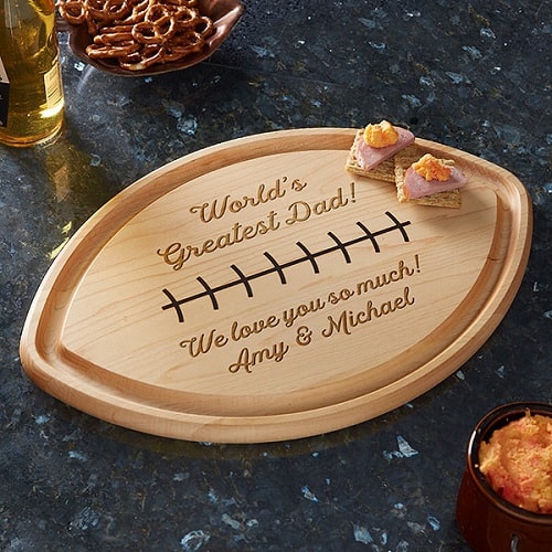 Greatest Dad Personalized Football Shaped Cutting Board