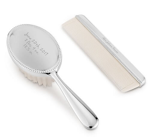 Baby's First Brush and Comb Set Engraved with Name, Birth Date and Special Message