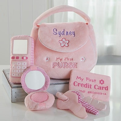 Embroidered My First Purse by Baby Gund - Personalized Baby Girl Gifts