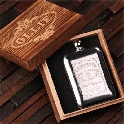 Engraved Stainless Steel Flask with Gift Box