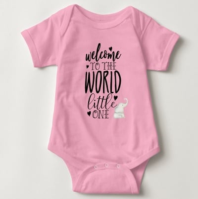 Welcome To The World Little One, Elephant Baby Bodysuit