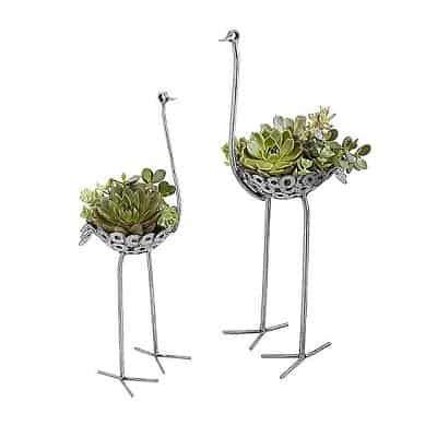 Recycled Metal Ostrich Planter