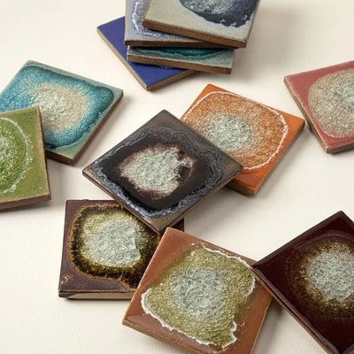 Stoneware and Crackled Glass Coaster Sets