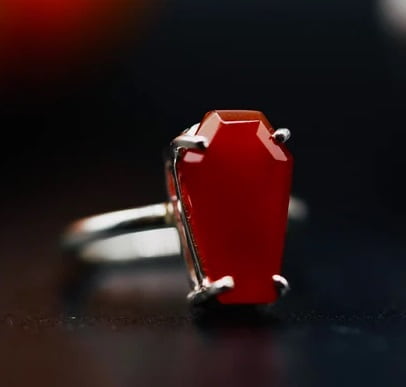Red Onyx Coffin Ring