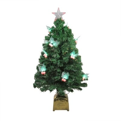 Fiber Optic Artificial Christmas Tree with LED Holly Berries