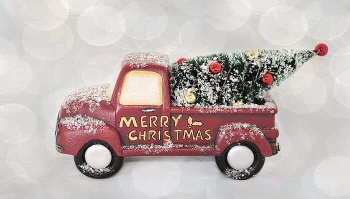 Red Pickup Truck Christmas Decor