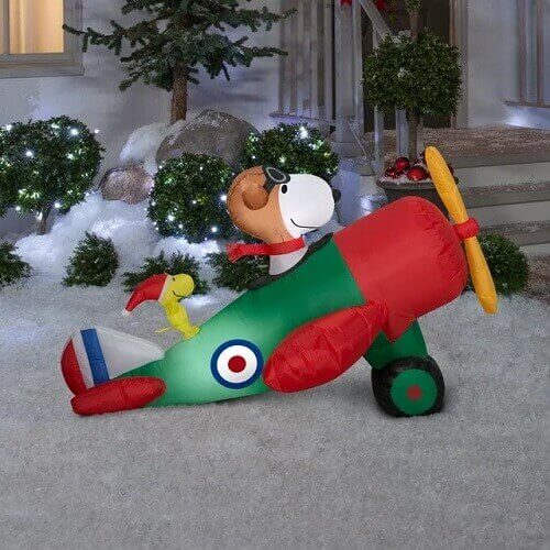 Snoopy in an Airplane Christmas Inflatable - Peanuts Christmas Inflatables