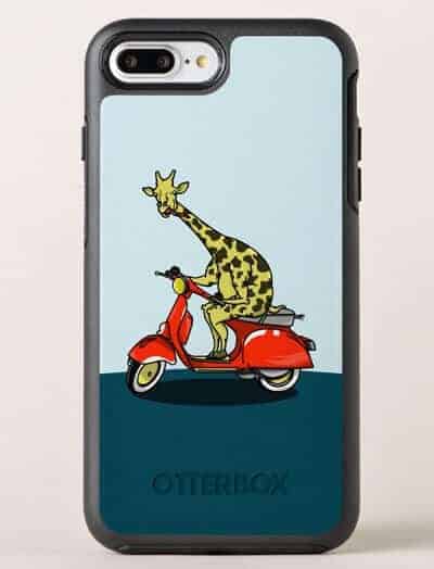 Giraffe on a Red Retro Moped OtterBox Phone Case