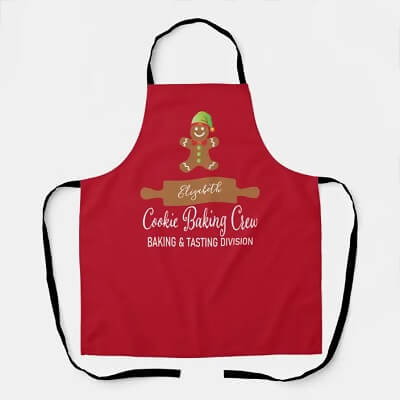 Cookie Baking Crew Personalized Red Christmas Apron