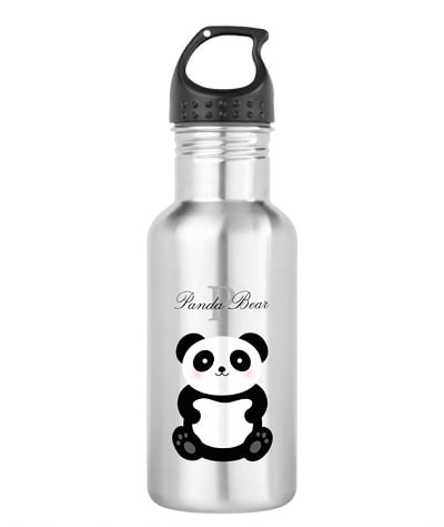 Baby Panda Bear Monogram Stainless Steel Water Bottle