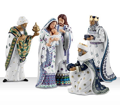 Silent Night Polish Stoneware Nativity Figurine Set
