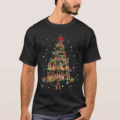 Cute German Shepherd Christmas Tree T-Shirt