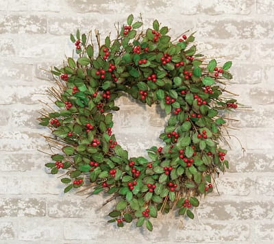 Holly with Berry Christmas Wreath
