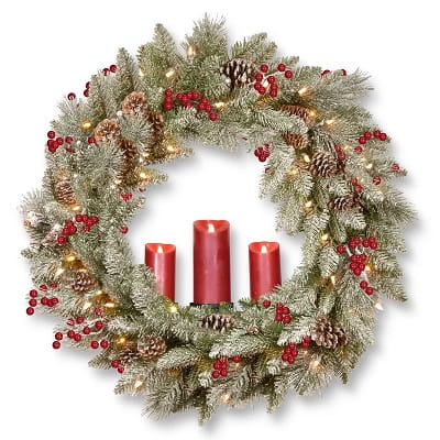 Lighted PVC Wreath with Candles