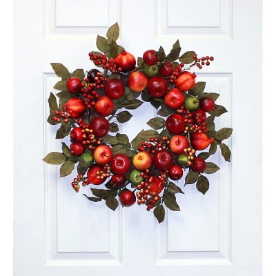Mixed Apple Pomegranate and Leaf Christmas Wreath
