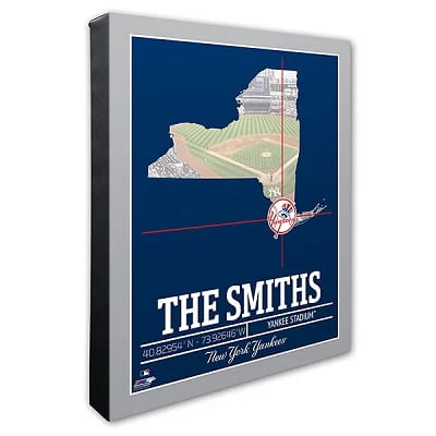 New York Yankees Personalized MLB Stadium Coordinates Canvas Print