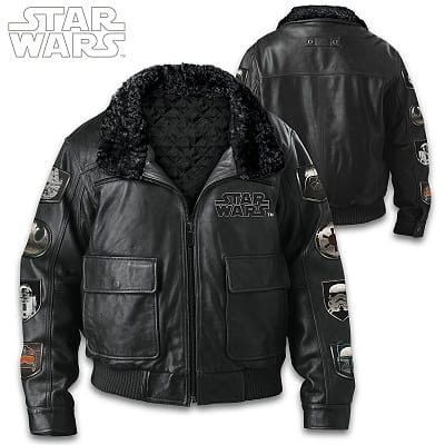 STAR WARS Leather Bomber Jacket With Sherpa Collar