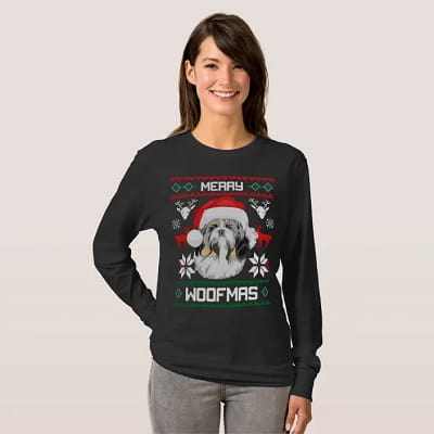 Shih Tzu Merry Woofmas Christmas T-Shirt
