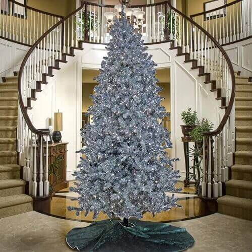 10ft. Artificial Silver Christmas Tree with LED Lights