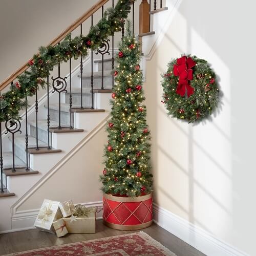 6.7ft Half Spruce Corner Christmas Tree with Decorations