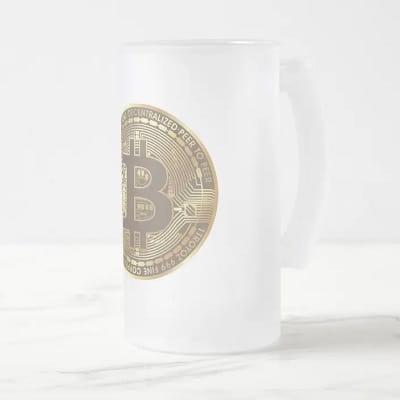 Bitcoin Frosted Glass Beer Mug
