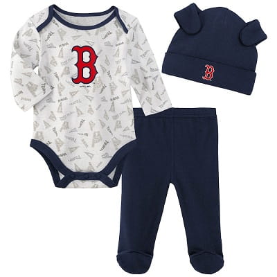 Boston Red Sox Newborn & Infant Greatest Lil Player Bodysuit, Pants & Knit Hat Set