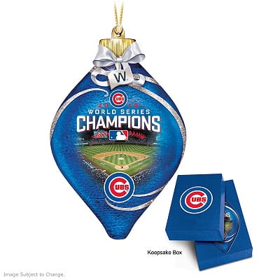Chicago Cubs 2016 World Series Champions Lighted Glass Ornament